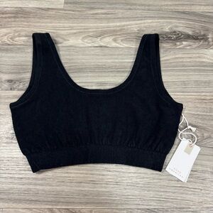 NWT Good American Terry Cloth Sports Bra in Black Size 5/6